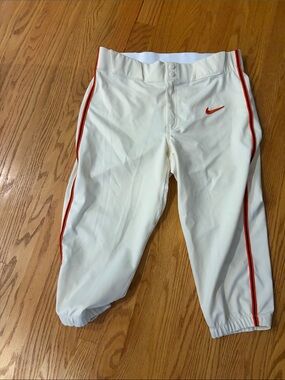 Nike Cream Baseball Pants with Red Trim